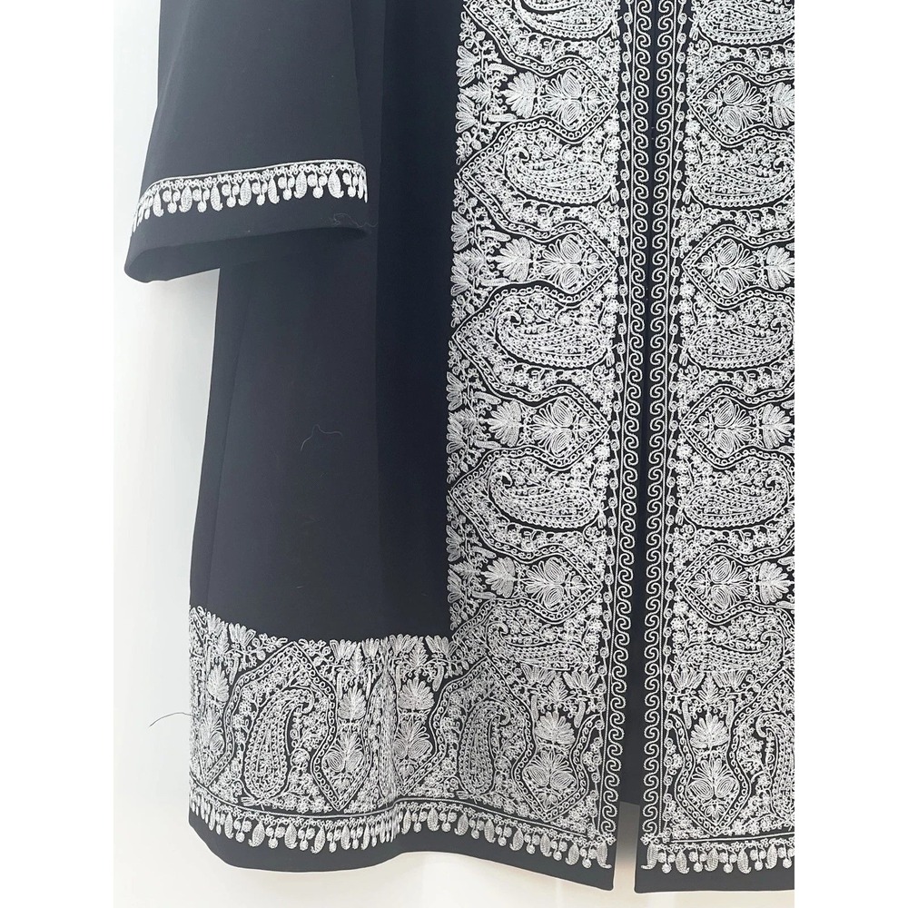 NWT Kobi Halperin Marta Coat Womens 2X Black Ivory Embroidered Paisley Topper - Picture 3 of 12